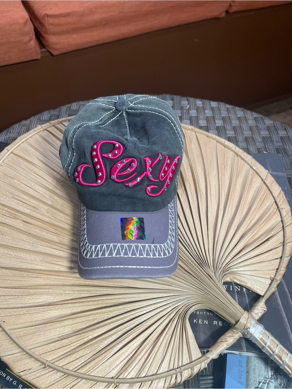 Washed Black "Sexy" Embroidered Baseball Cap - Unbranded